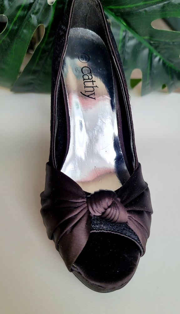 Cathy Jean 3 Inches Open Toe Stilleto Black 5.5 - Picture 4 of 8